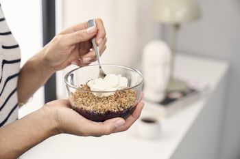 Berry Crumble with Cardamom Cream