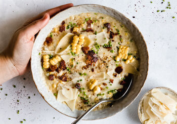 Pancetta Parmesan Corn Chowder