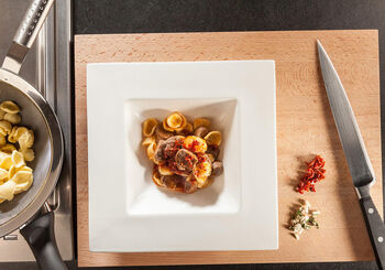 Orecchiette with fillet of lamb sugo