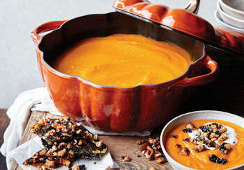 Miso Pumpkin Soup With Walnut And Sesame Seed Brittle