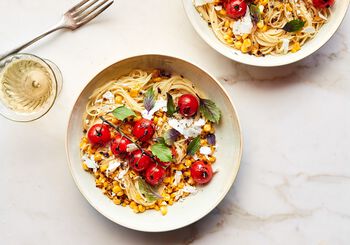 SUMMERTIME PASTA WITH TOMATOES AND CHARRED CORN