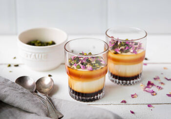 MALABI (MILK PUDDING) WITH POMEGRANATE SYRUP